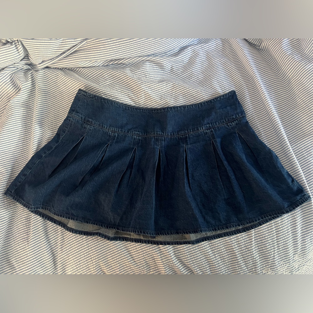 American Eagle Pleated Denim Mini Skirt
